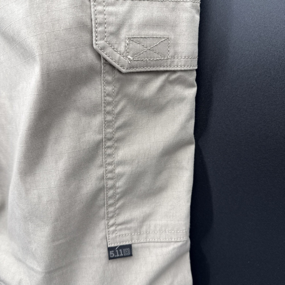 5.11 Tactical Cargo Ripstop Pants Men Tag 40x34 Real 41x33 Beige Work 7512 - Picture 6 of 13